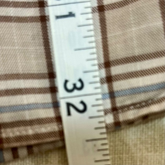Façonnable Men’s Check Plaid Button Up Shirt - Beige / Brown / Blue, Large Tall - Picture 11 of 12